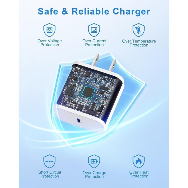 20W Fast Charger USB-CWall Block Type-C Data Sync Cable For iPhone 15 16 Pro Max gallery