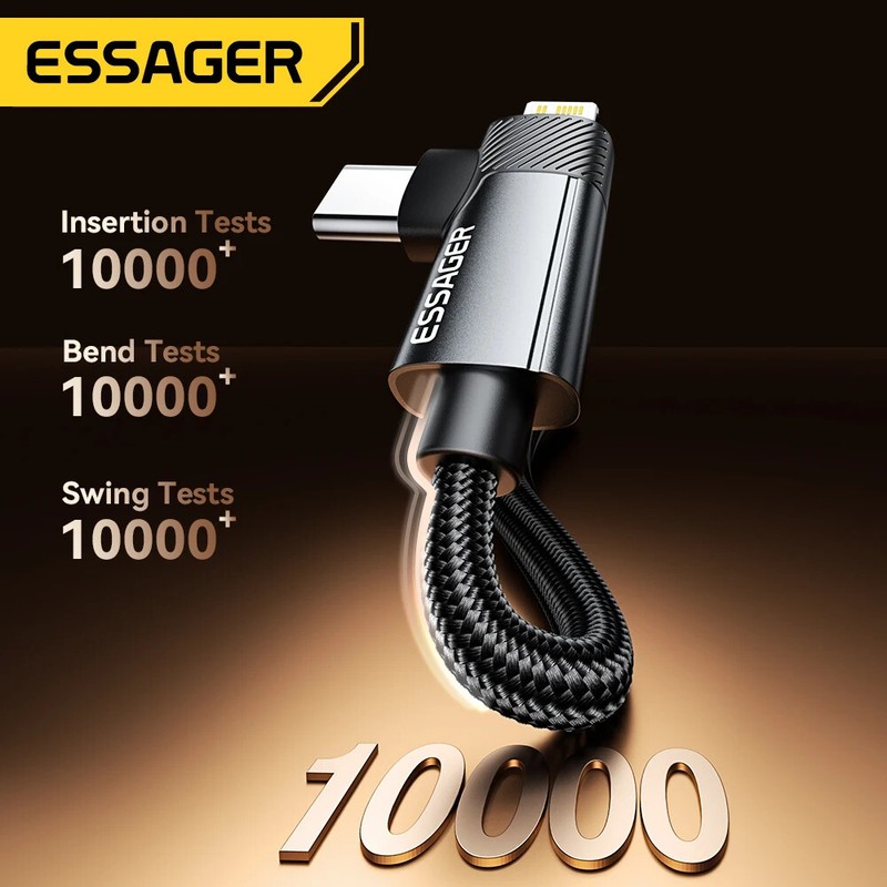 2 in 1 USB Cable 90 Degree Angle Type C PD Fast Charging Cable For iPhone 16 15 gallery