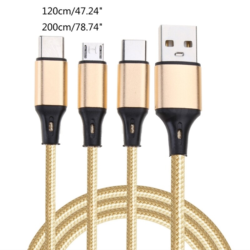 USB Charging Cable Nylon Braided Type C Micro USB 3 in1 Multi Cable gallery