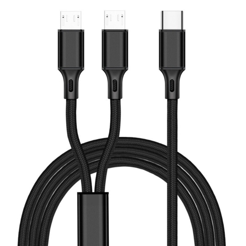 50/120cm USB Type-C Cable 1 to 2 USB-C Type-C to Micro USB Charging Cord for Car