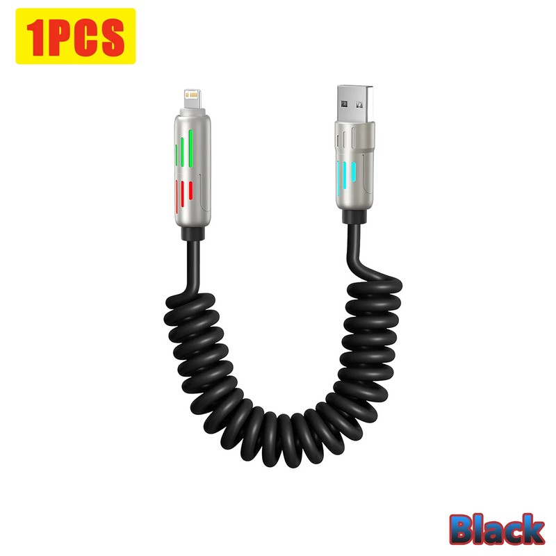 1PCS 240W 2 in 2 Spring Stretching USB Cable Type C Cable Cord For Samsung Xia