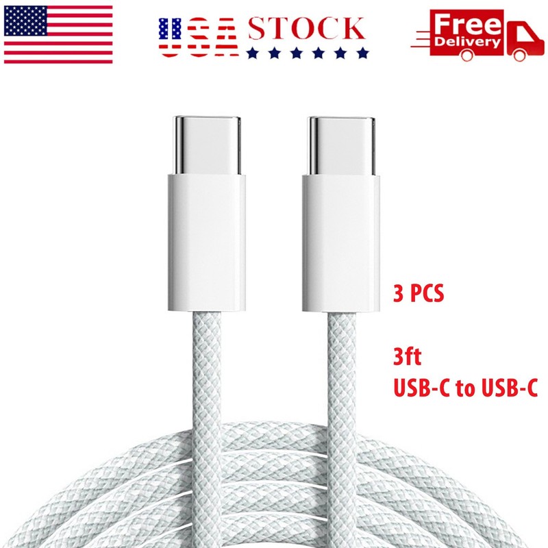 3 PCS USB-C to USB-C 3FT Cable Charging Cord Type C Charger for iPhone 15