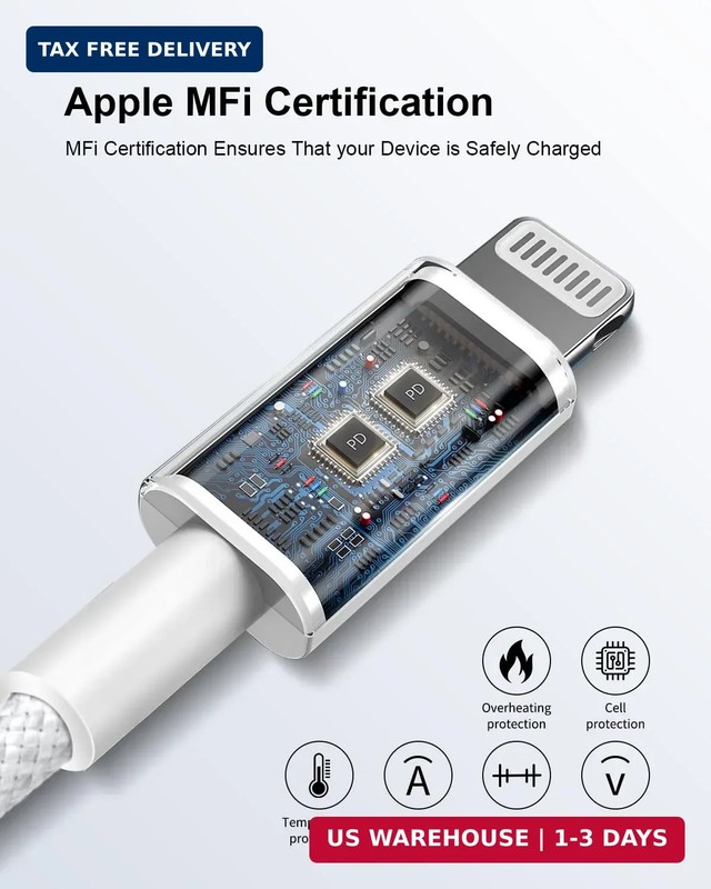 USB to Lightning Cable 3ft 2pack, Apple MFi Certified iPhone Charger Cord Lead N gallery