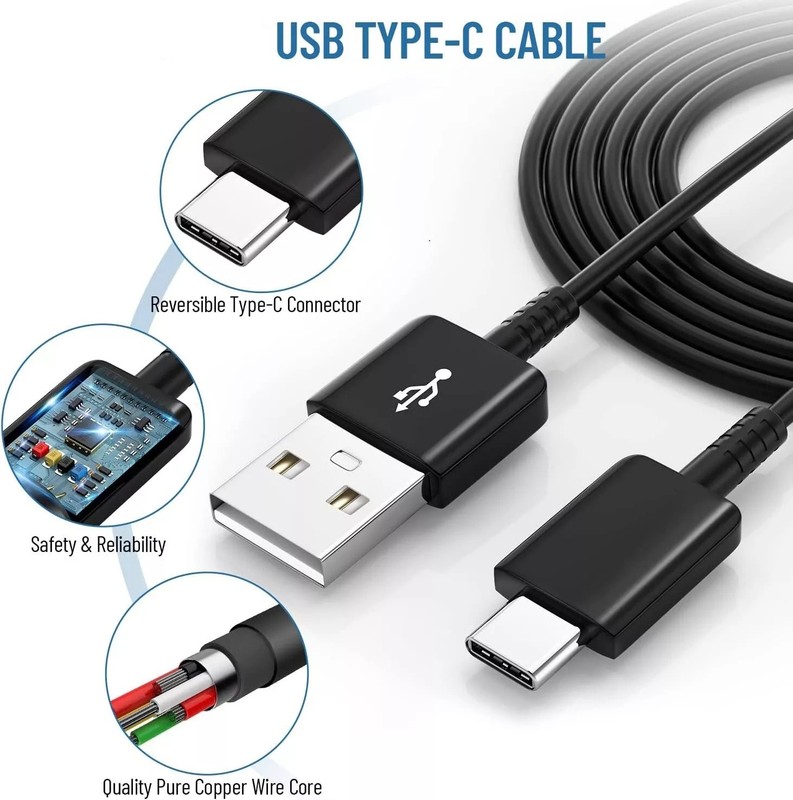 3Ft USB Type-C Fast Charging Cable for Samsung Galaxy SmartPhone Universal Black gallery