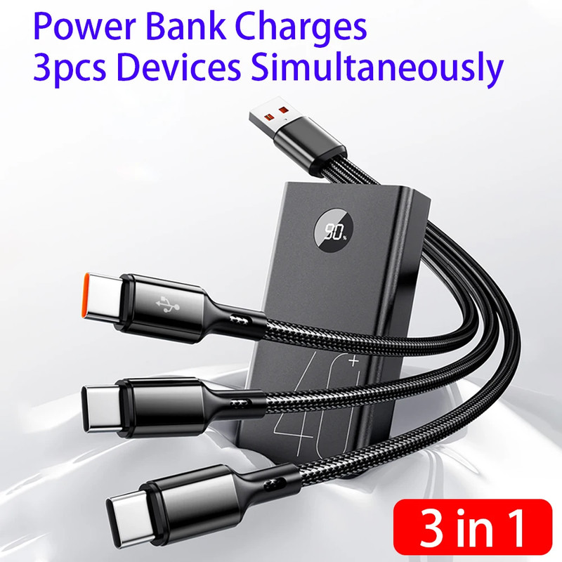 3 in 1 USB C Fast Charging Cable 100W Multi Charger Cord for Samsung Xiaomi gallery