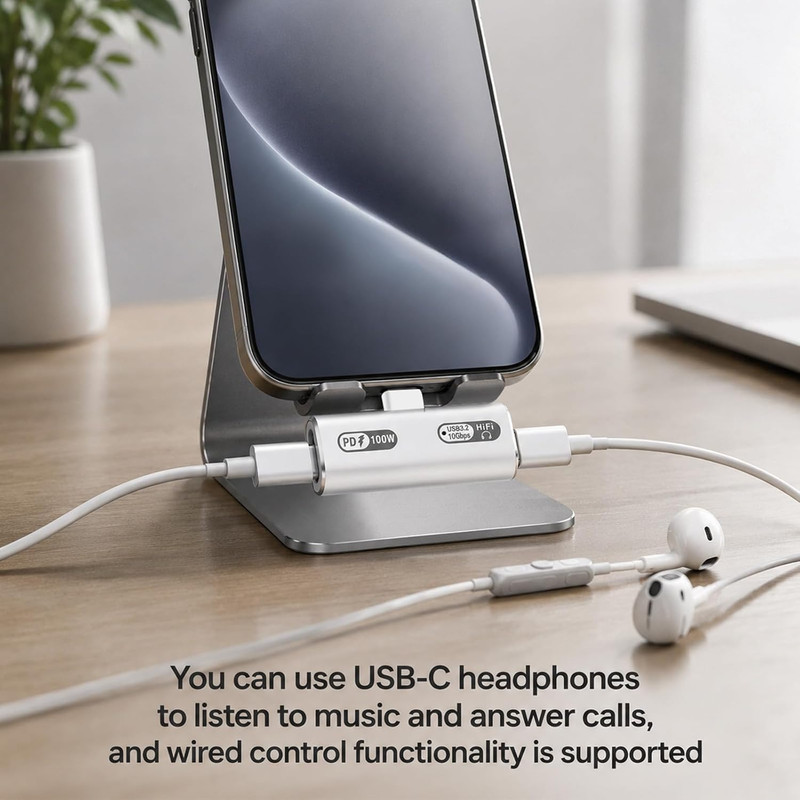 Dual USB C Splitter Adapter with 100W Fast Charging 2 in 1 Type C Splitter gallery