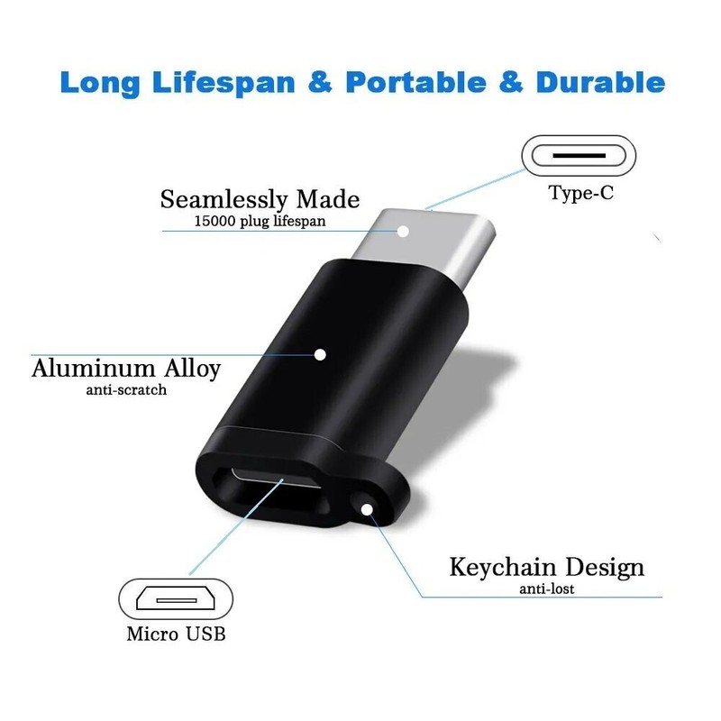 3PCS Lot Micro USB, 8-Pin, Type-C male Charger N Data Adapter w Antilost Layard gallery