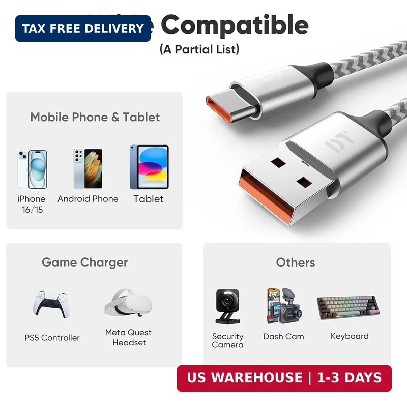 20 Ft USB C Cable, Long USB a 2.0 to Type C 12W Fast Charging & Data Transfer Co gallery