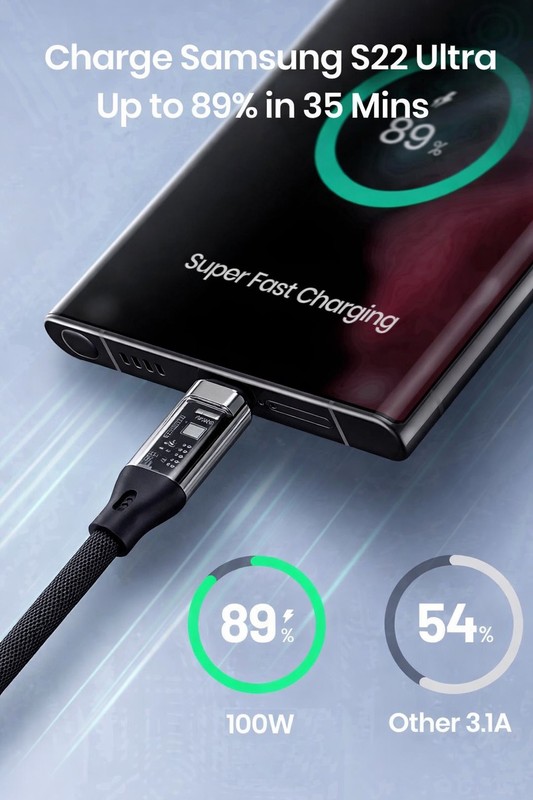 100W 3FT LED Braided Fast Charging Type-C Cable For Samsung S24 S25 Ultra SONY gallery