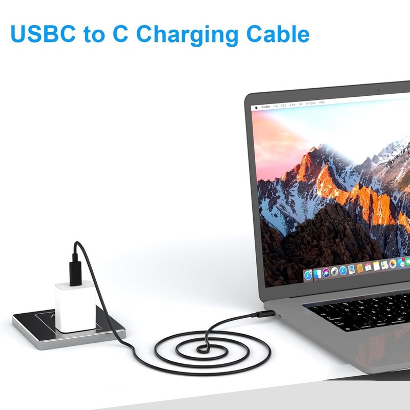 USB C to USB C Cable 6.6FT Black Type-C Fast Charging Cable C to C Charger Cable gallery