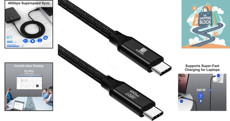 6.6ft USB C to C Cable 8K/6K/5K 40Gbps 240W Fast Charging Compatible with Mac... gallery