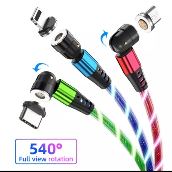 New 6FT Fast Charging USB Flowing Light Magnetic Charger. With FREE WALL PLUG.