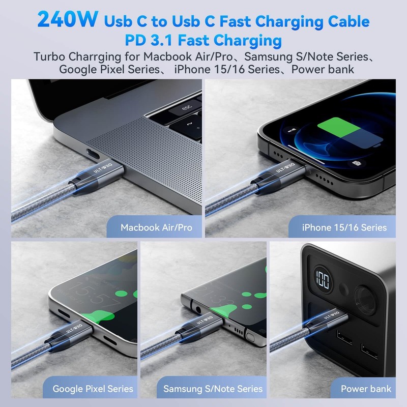 USB C Display Cable 10FT 8K-30Hz 4K-144Hz 20Gbps - 240W Fast Charging gallery