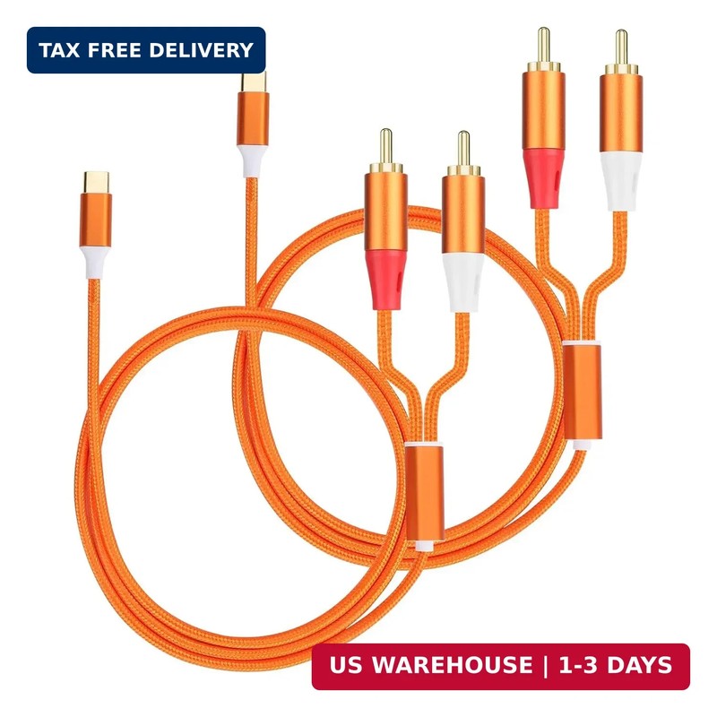 USB C to RCA Audio Cable,6.6 FT Type-C to 2 RCA Male to Male Y Splitter，for iPho