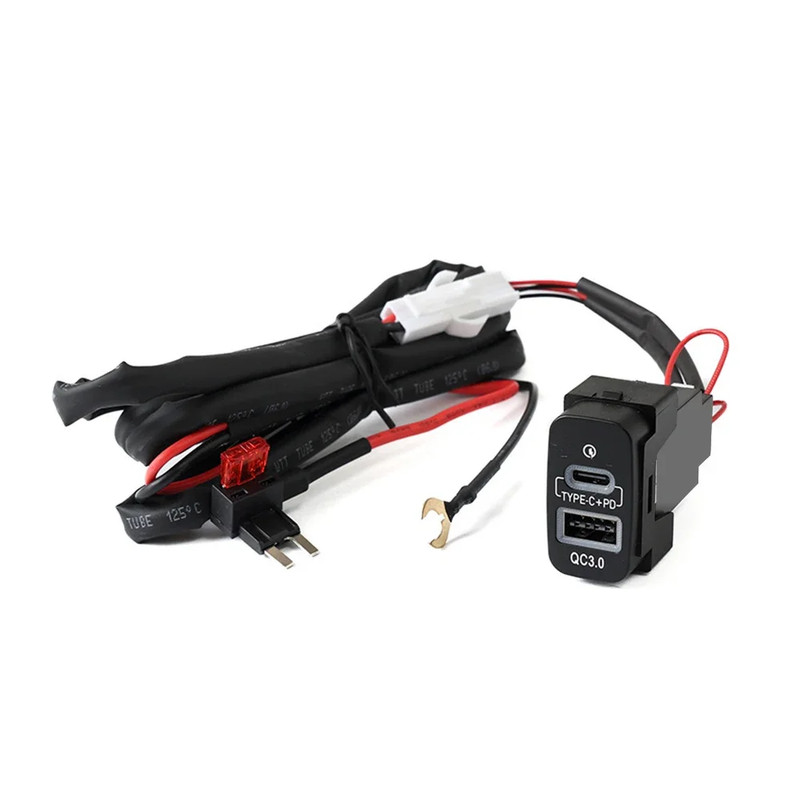 Car USB Charger PD Quick Charge QC3.0 Phone Charging Adapter Outlet Button for M gallery