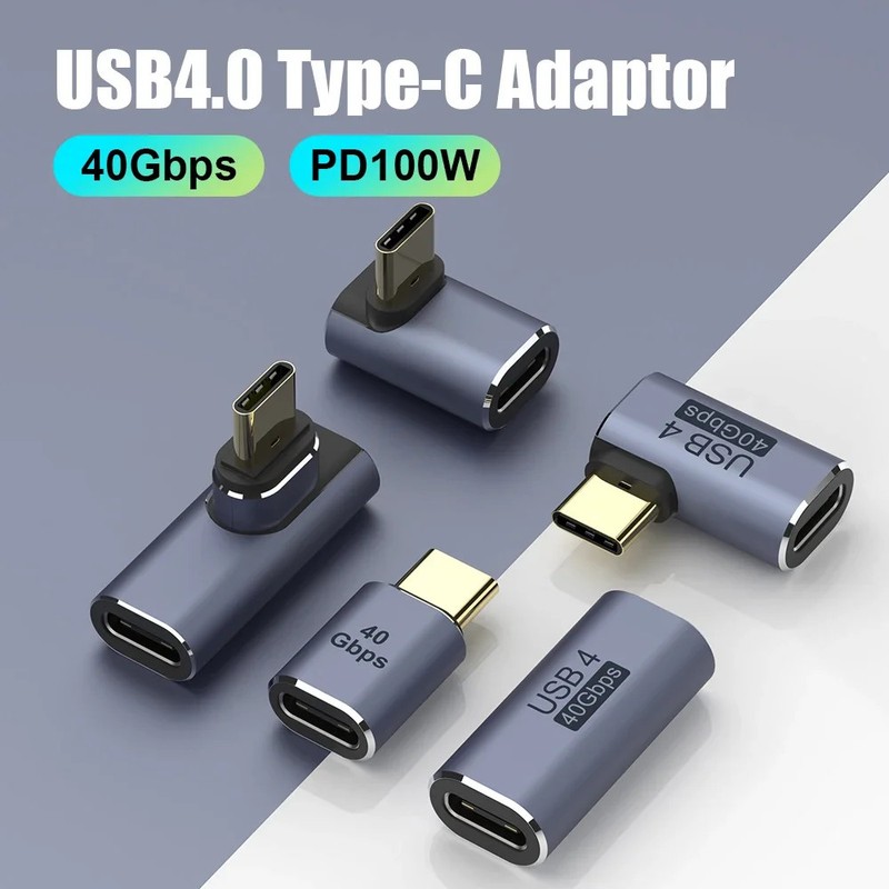 USB C 40Gbps 100W PD 8K 60Hz Adapter U-Shape Straight Angle Male to Female