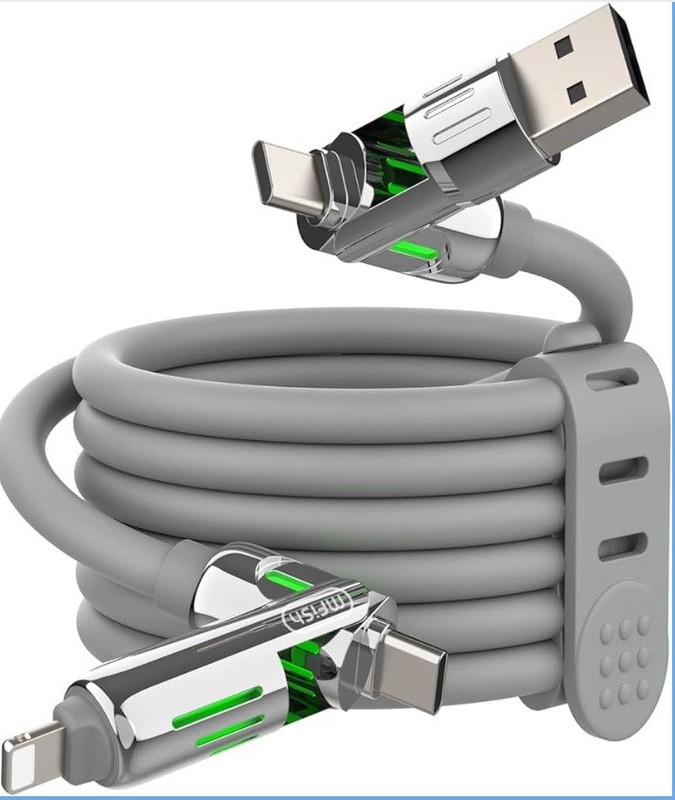 2-Pack NEW Mfish 4 in 1 Charging Line Cable 240w Armored Dragon USB-C A 6' Cable