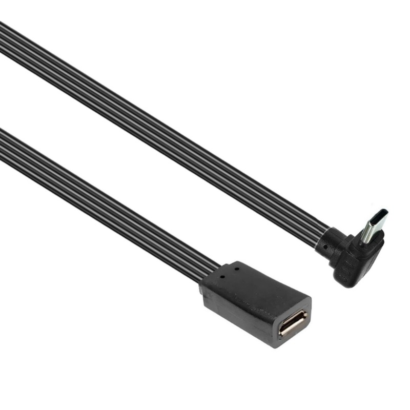 Right Angle Small USB To Type C Adapters Cable Flat Flexible Silicone Data Cable