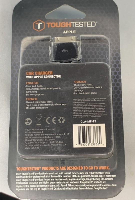 Tough Tested Apple 30-pin Connector Car Charger 8 ft Cord Quick Charge NEW gallery