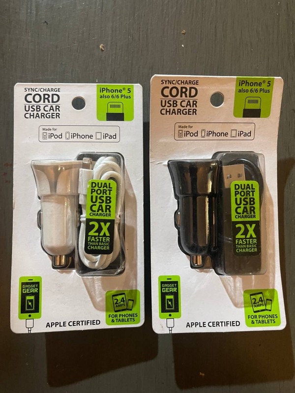 Lot 6 Pcs Dual Port Charge Cord Car 2X  Sync Iphone Ipad Ipod Lightin. New  OC7