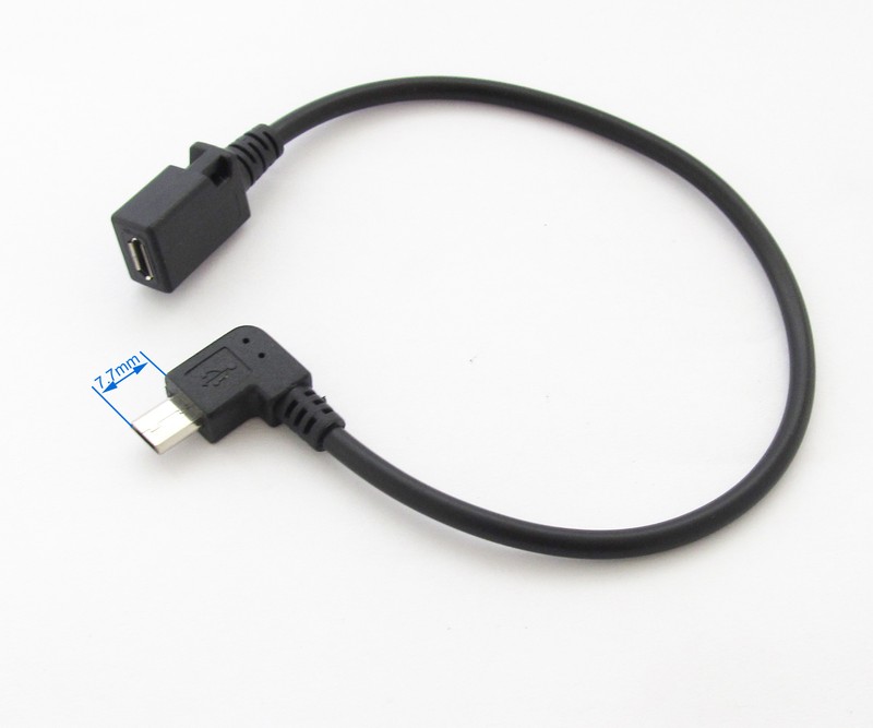 1pc 1ft/30cm Micro 5pin USB Male To Female Right Angle data and charge Cable