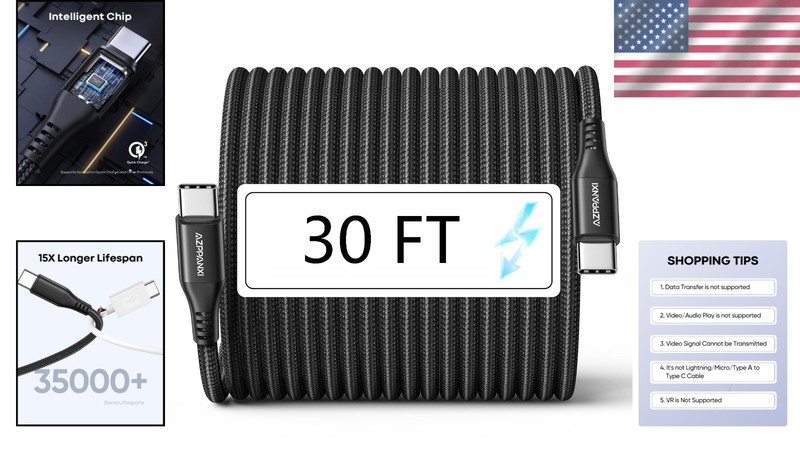 30FT Type-C to Type-C Cable for Fast Charging gallery