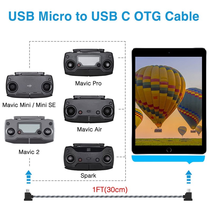 1FT Micro to USB C Remote Controller Cable for DJI Mavic Mini,Mini SE,Mavic 2... gallery