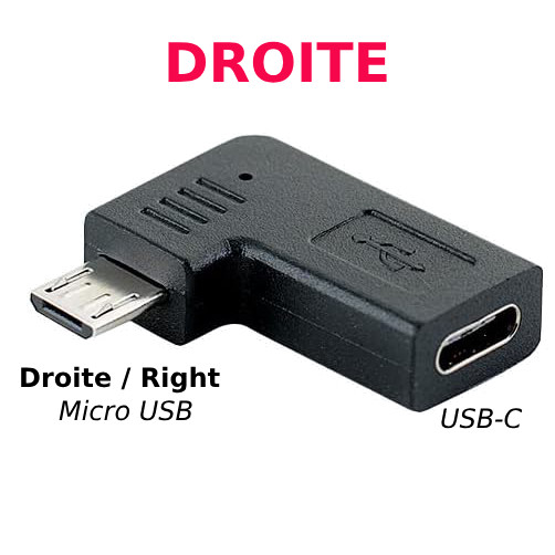 USB Type-C Female to Micro USB (Right / Left Angle) Male Elbow Adapter Converter