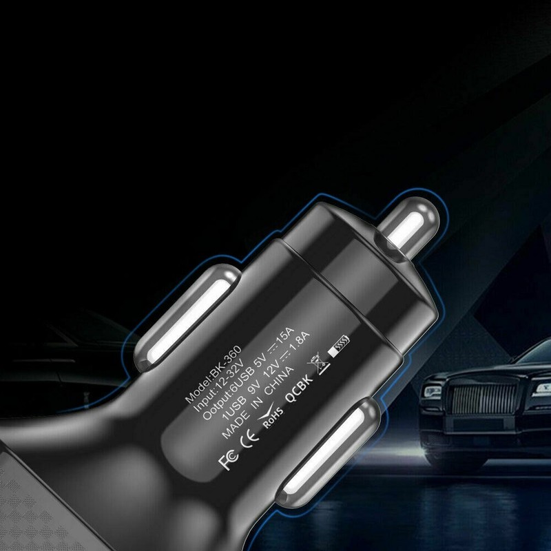 6 USB 15A QC3.0 Car Charger Cigarette Lighter Slot Super Fast Charging Adapter a gallery