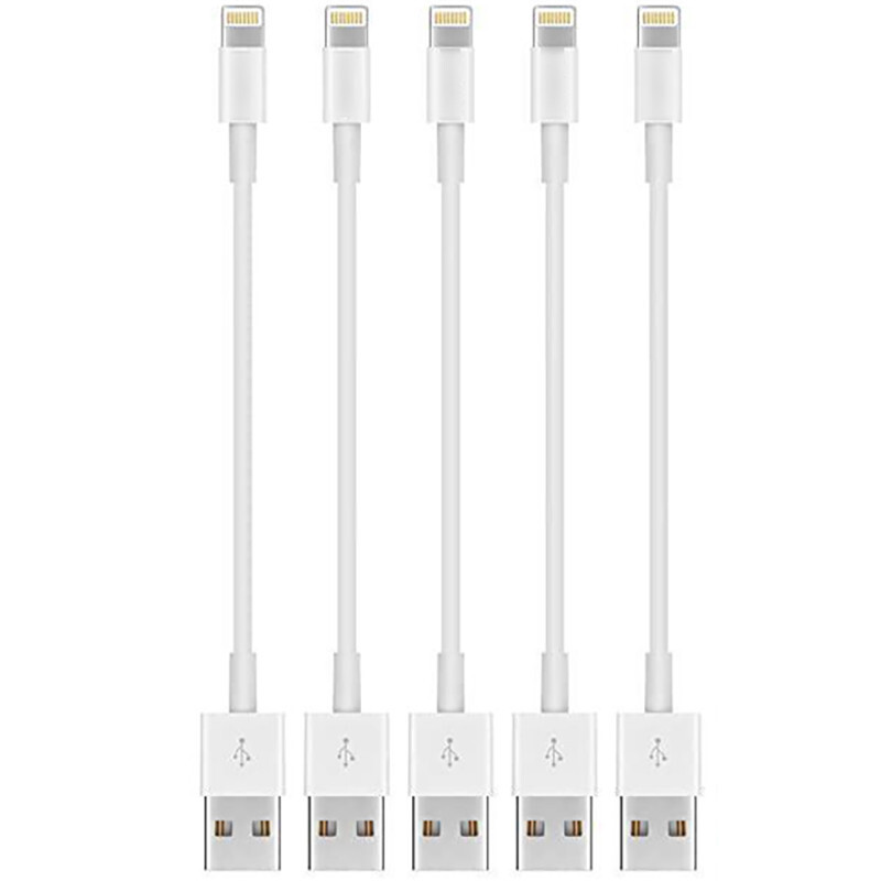 5 Pack 20cm Short Data Charger USB Cable Cord for Apple iPhone iPad iPod Bulk