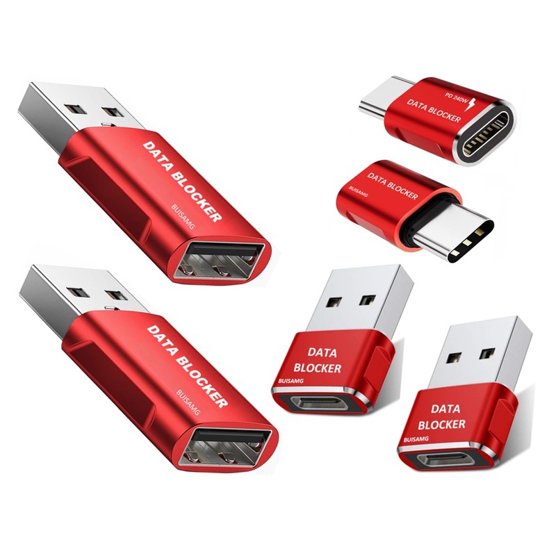 6 Pack USB A to C and USB C to C Data Blocker Prevent Hacker Attack