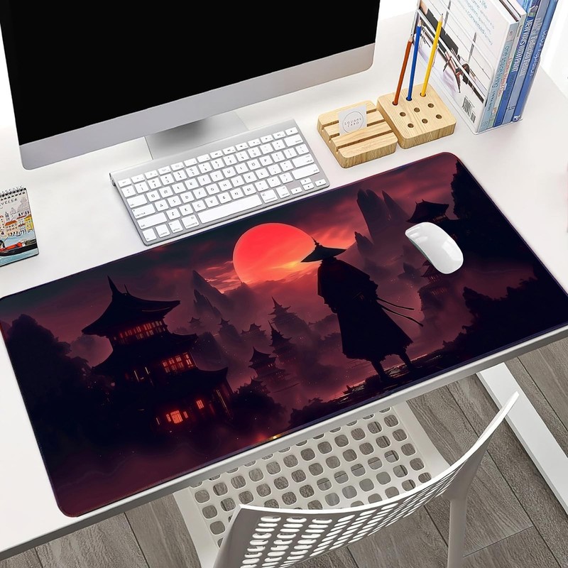 Moonlight Japanese Samurai Anime Mouse Pad Gaming Mousepad Non-Slip Rubber Ba... gallery