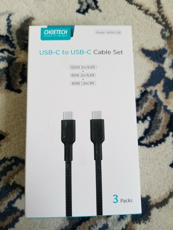 New CHOETECH MIX00108 3 Pack Braided USB-C PD Charging Cable 100W 60W 6.6ft 4ft gallery