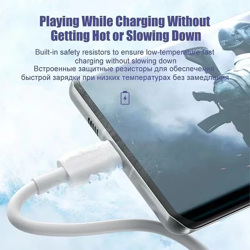 3PCS USB to USB-C Fast Charging Cable 5A Data Sync Cord White gallery