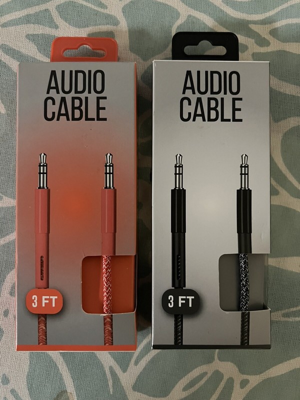 Luxshare Audio Cable, 3Ft Heavy Duty Braided Cable, AUX3BR001 Brand New! 2 Pack