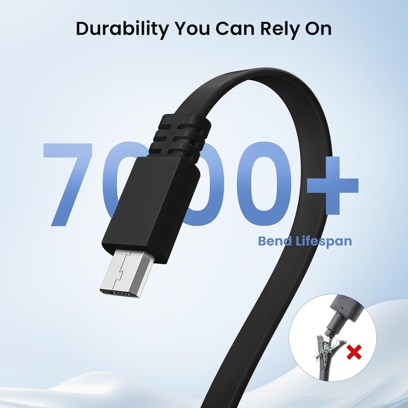 2 Pack Flat Micro USB Extender Cable 20FT for Blink gallery