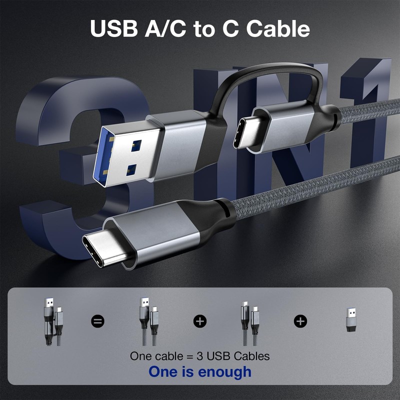 240W USB Cable 6.6FT, 20Gbps USB 3.2 Gen 2 Cable, 4K Video USB Monitor Cable,... gallery