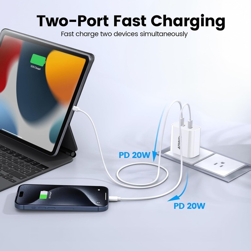 USB C Fast Charger For iPhone Air 17 16 15 14 12 11 40W Cube PD Type C Cable Lot gallery