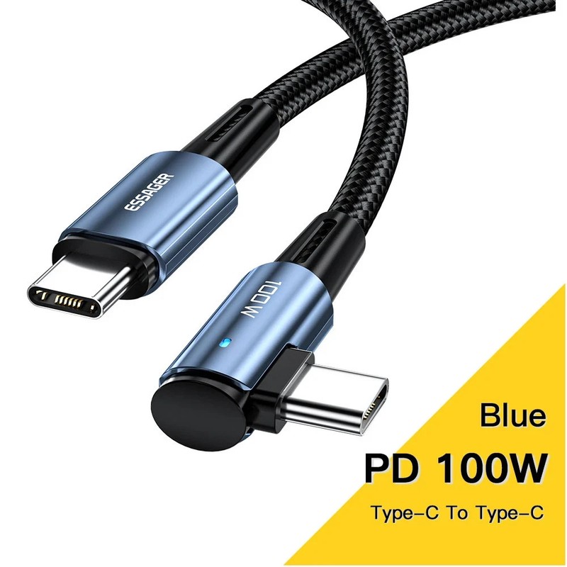 Essager 100W USB-C to USB-C Cable 90° Angle Fast Charging Type-C 1m/2m/3m