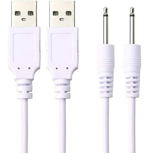 2 PCS 2.5mm Massager Charger Replacement DC Charging Cable Set USB Cord