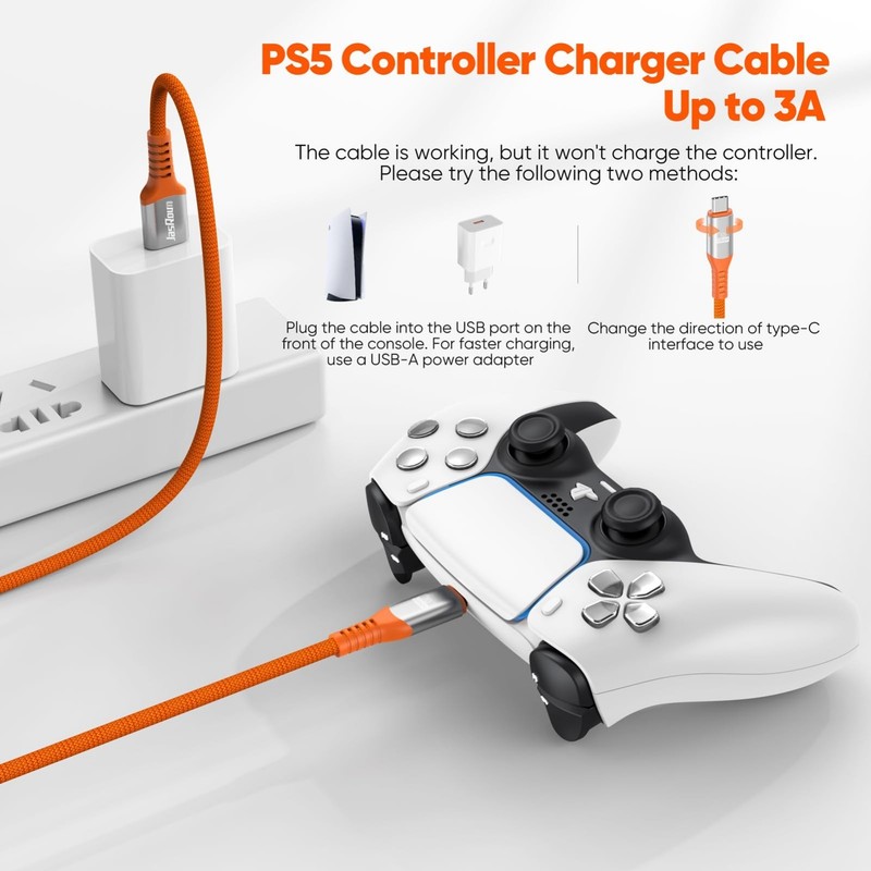 10ft USB to USB C Data Cable 2-Pack, 3A 10Gbps Fast Charging Cord for PS5, Xbox, gallery