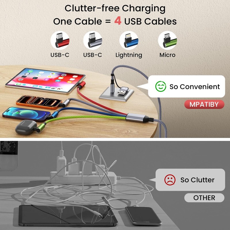 USB A/C to C Right Angle Cable, 90 Degree 1Pack5FT, Green_Blue_Grey_Red gallery