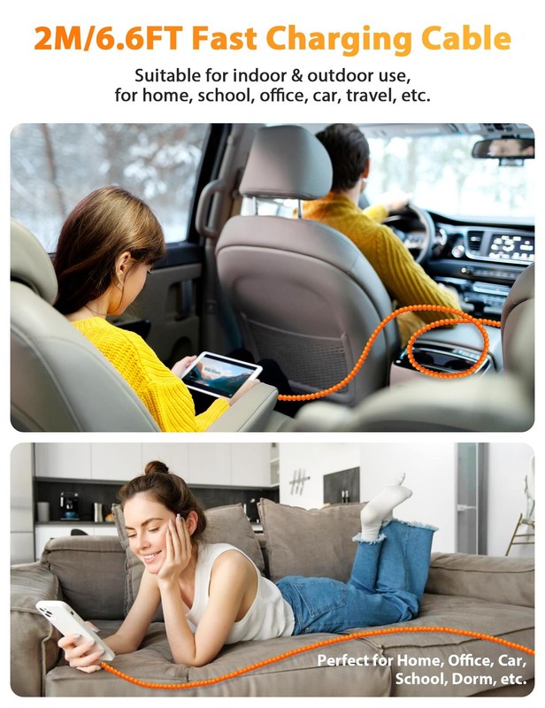 USB C Cable Beaded 6FT 60W Fast Charger Cable for Samsung S26 Ultra S25 A17 A... gallery