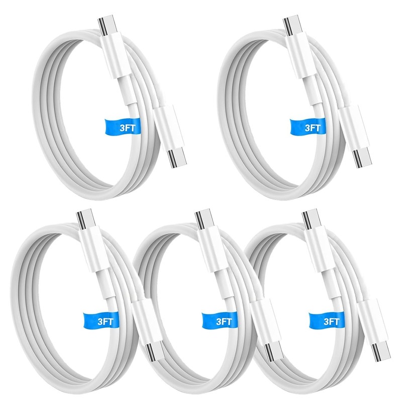 5X 3FT For i-Phone 15 16 17 i-Pad Type C to USB C Cord Fast Charger 60W PD Cable