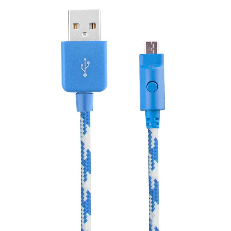 Verizon Braided Blue Micro-USB Charging Data Cable w/LED for Samsung LG Motorola gallery