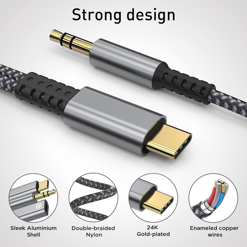 HiFi USB C to 3.5mm Aux Cable with 60W Charging - Universal Compatibility gallery