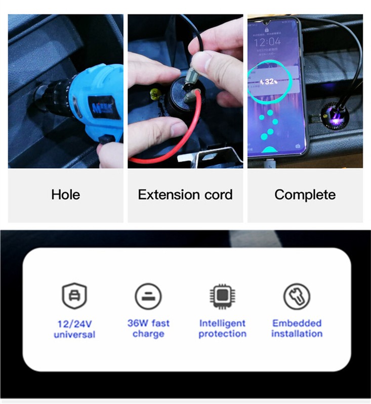 72W Fast 2 Port USB Type-c 3.0 Car Boat Panel Charger Adapter Socket Waterproof gallery