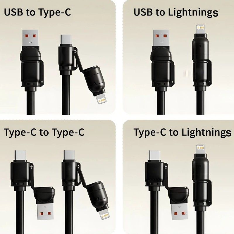 240W Fast Charge 4in1 Car Cable USB C for iPhone Samsung Huawei Devices Pro gallery