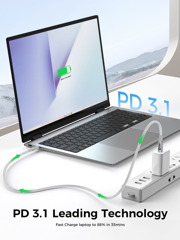 OXAA 2M USB C to USB C Magnetic Cable Bundle (240W) 2 Pack OXCB1401 Silver | New gallery