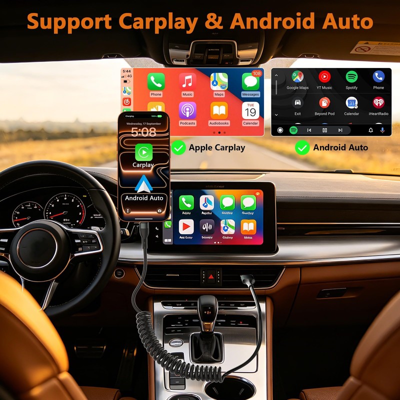 Car Carplay Cable 2Pack 3ft Coiled USB A to USB C Cable for Android Auto & Ca... gallery